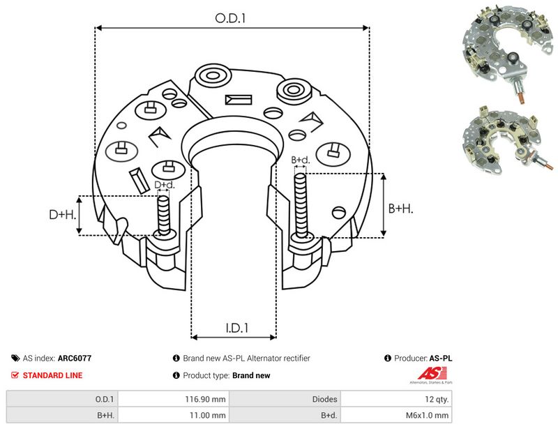 AS-PL ARC6077 Rectifier, alternator