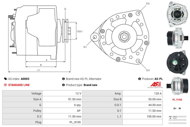 AS-PL A0003 Alternator