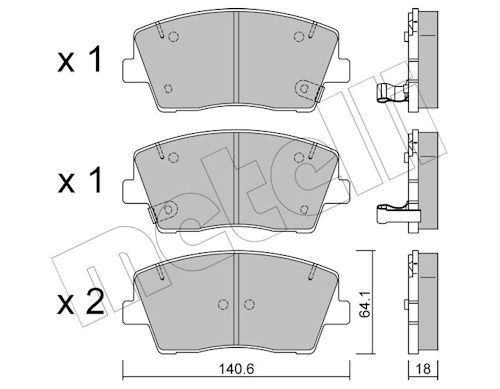 METELLI 22-1168-0 Комплект гальмівних накладок, дискове гальмо
