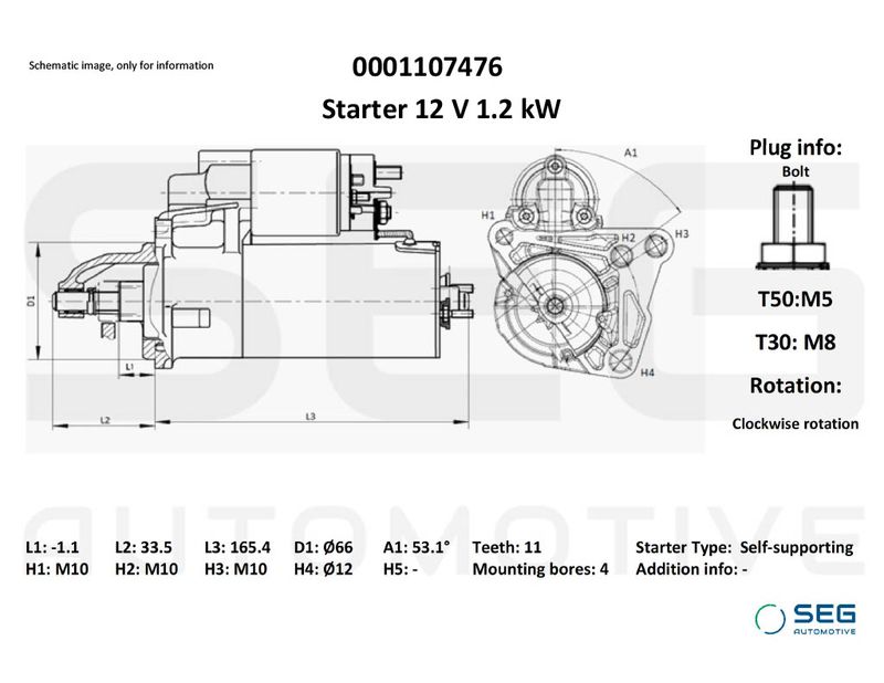 SEG Automotive 0001107476 Starter