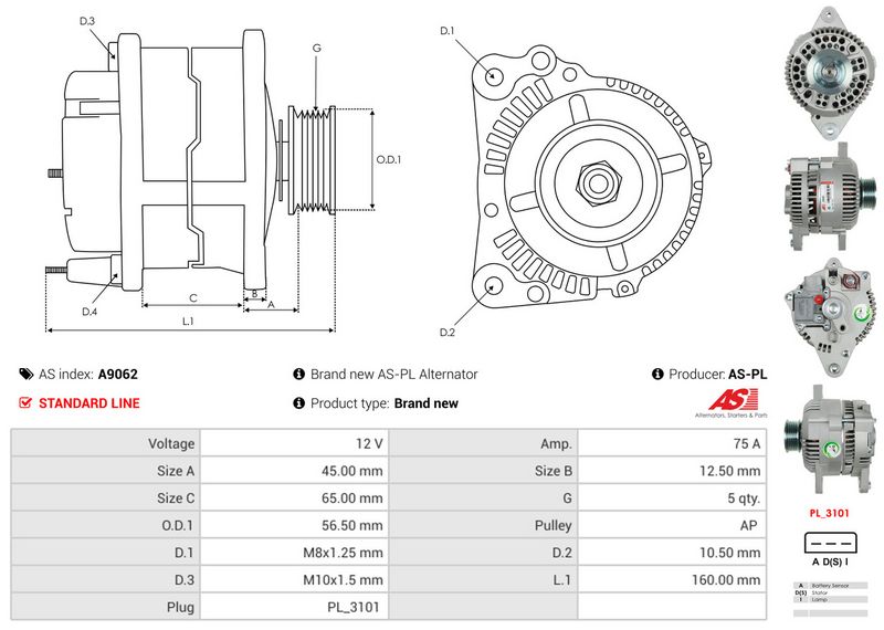 AS-PL A9062 Alternator