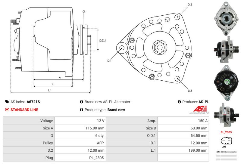 AS-PL A6721S Alternator