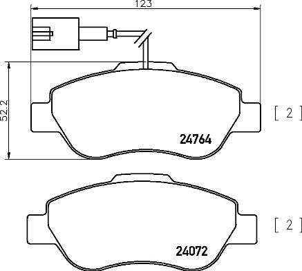 Комплект гальмівних накладок, дискове гальмо, Brembo P24150