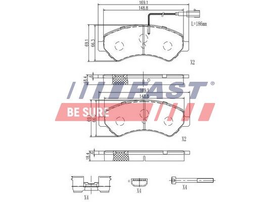 Колодки Тормозные FIAT Ducato 06- Перед 2-Датчики 17Q Heavy 11- Spring 74Mm