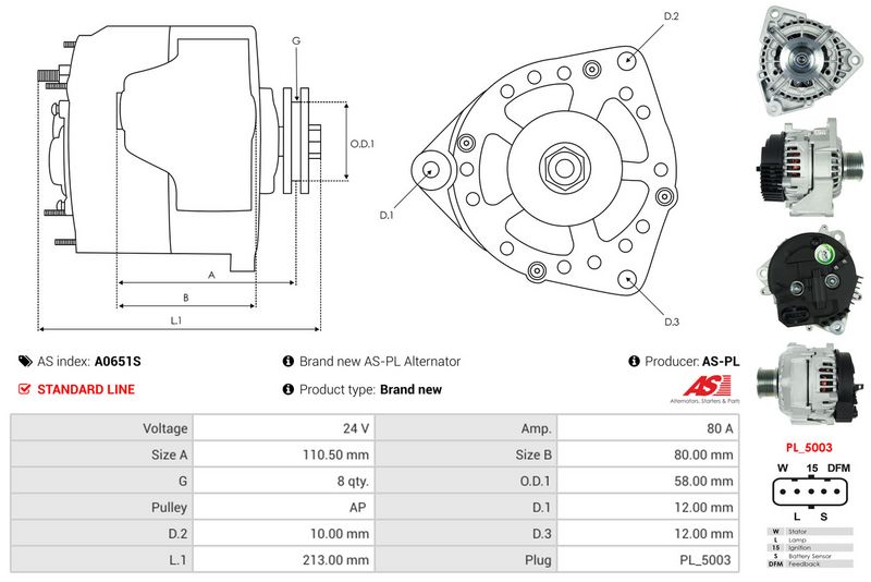 AS-PL A0651S Alternator