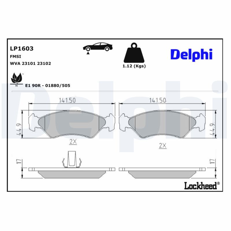 Piduriklotsi komplekt, ketaspidur, DELPHI LP1603