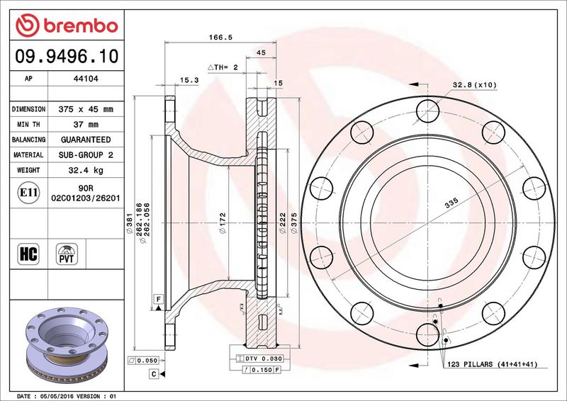 BREMBO 09.9496.10 Brake Disc