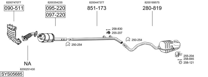 BOSAL kipufogórendszer SYS05685