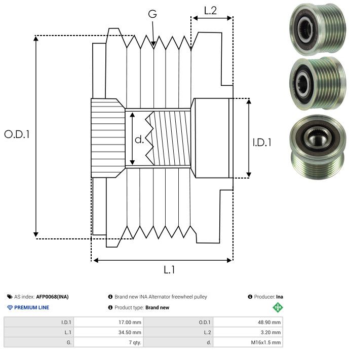AS-PL AFP0068(INA) Alternator Freewheel Clutch