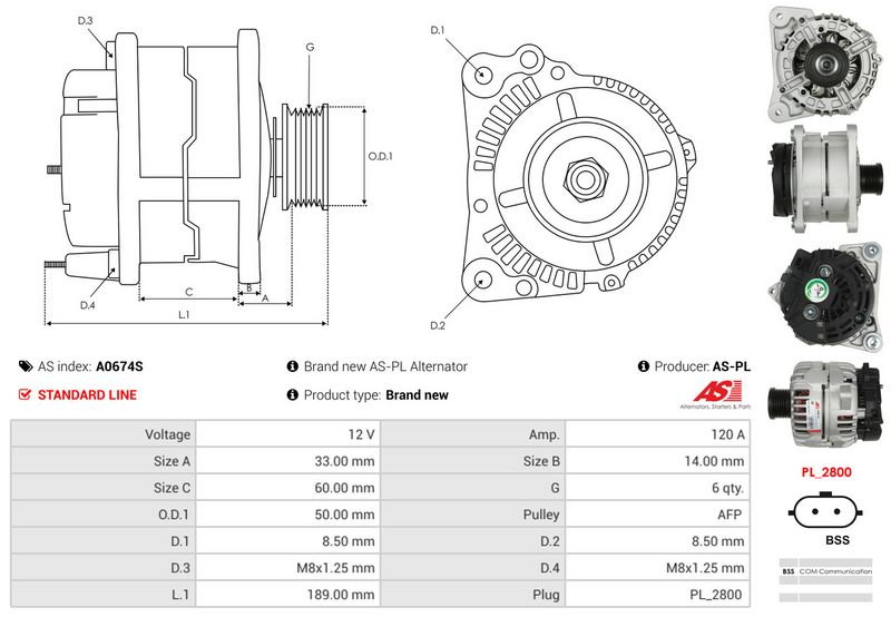 AS-PL A0674S Alternator