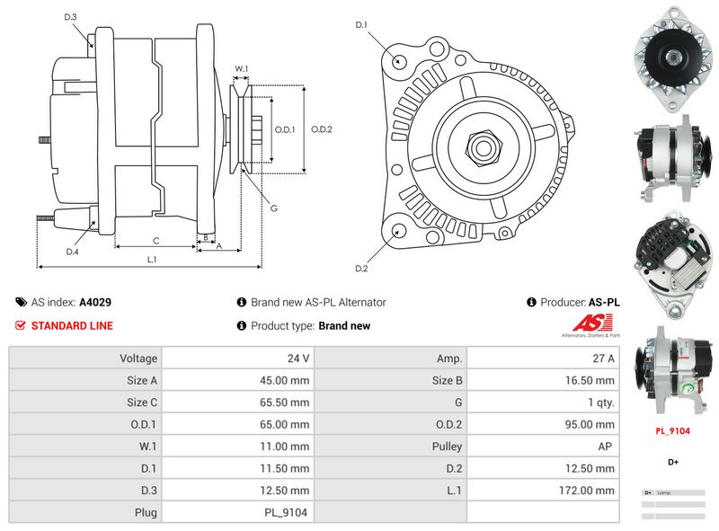 AS-PL A4029 Alternator