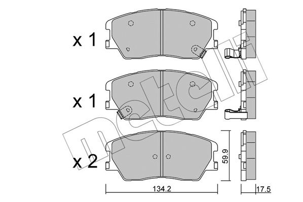 Комплект гальмівних накладок, дискове гальмо, Metelli 22-1305-0