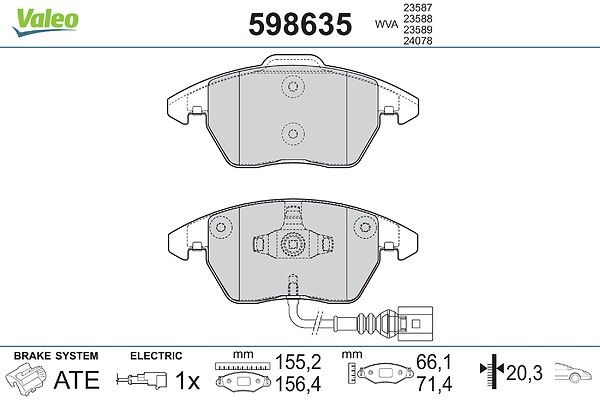 комплект спирачно феродо, дискови спирачки VALEO