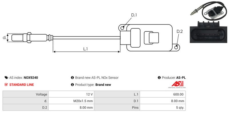 AS-PL NOX9240 NOx Sensor, urea injection