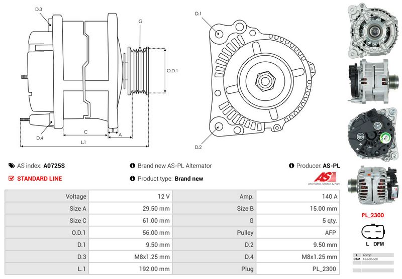 AS-PL A0725S Alternator