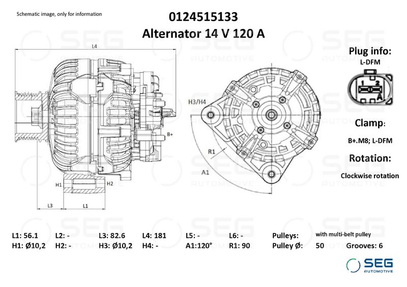 SEG Automotive 0124515133 Alternator