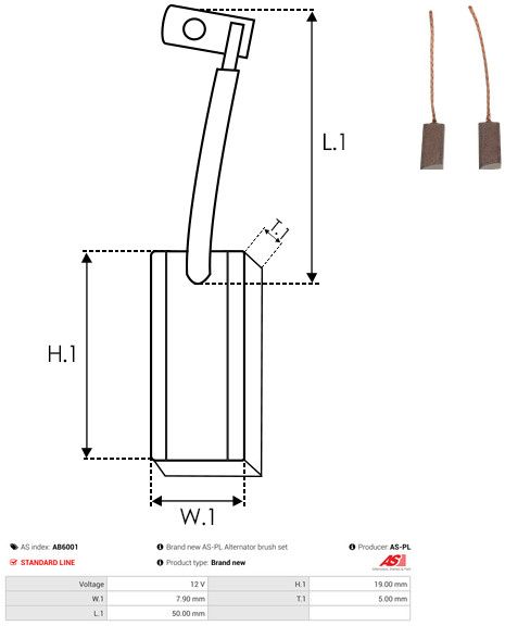 AS-PL AB6001 Carbon Brush, alternator