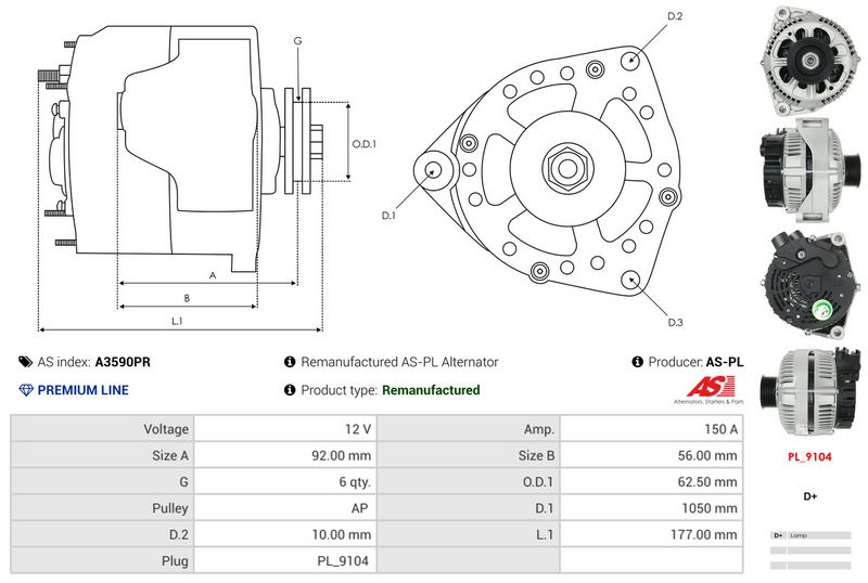 AS-PL A3590PR Alternator