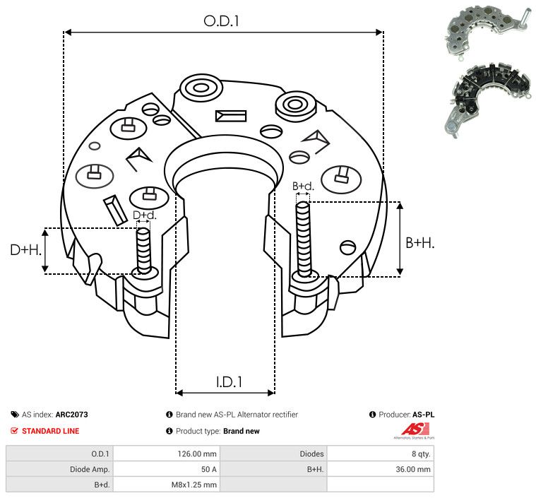 AS-PL ARC2073 Rectifier, alternator