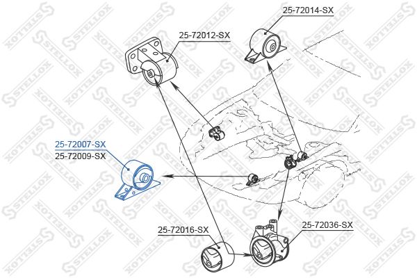 STELLOX 25-72007-SX Mounting, engine