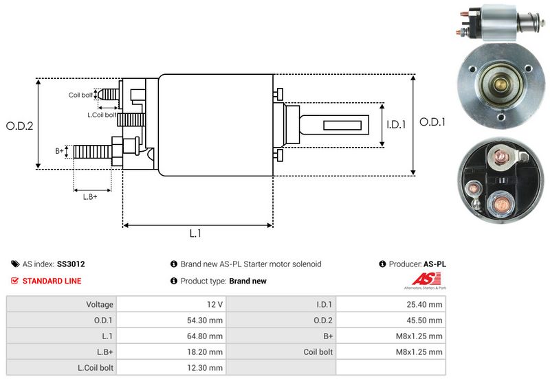AS-PL SS3012 Solenoid Switch, starter