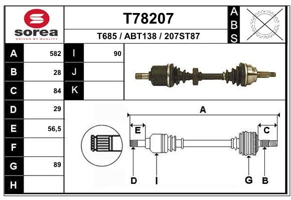 EAI hajtótengely T78207