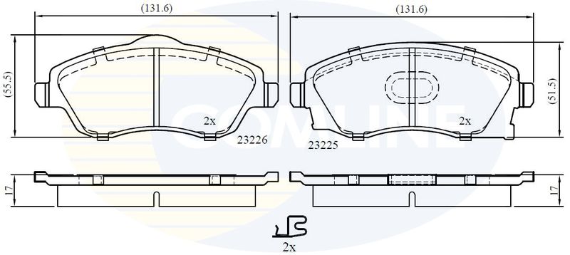 Комплект гальмівних накладок, дискове гальмо, Comline CBP31112