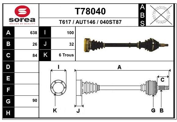 EAI hajtótengely T78040