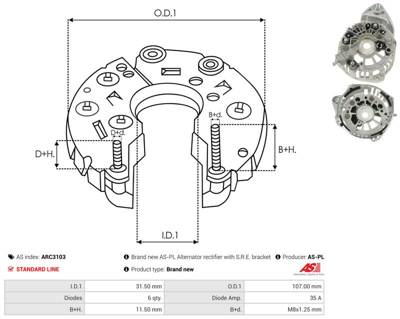 AS-PL ARC3103 Rectifier, alternator