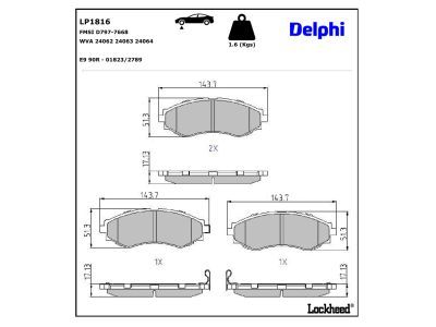 DELPHI LP1816 - Diskinių stabdžių kaladėlių komplektas