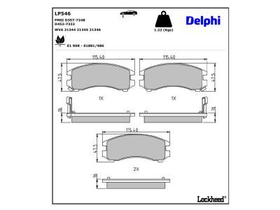 DELPHI LP546 Brake Pad Set, disc brake