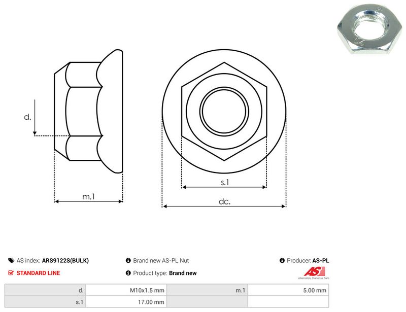 AS-PL ARS9122S(BULK) Repair Set, alternator