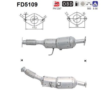 AS FD5109 Soot/Particulate Filter, exhaust system