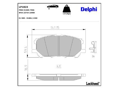 DELPHI LP1823 - Brake Pad Set, disc brake