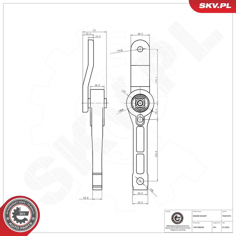 Paigutus, Mootor, ESEN SKV 75SKV072