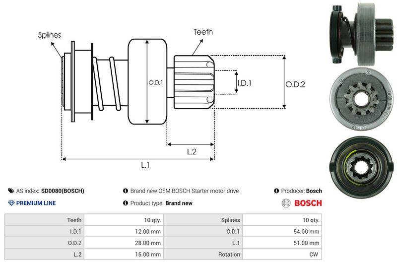 AS-PL SD0080(BOSCH) Freewheel Gear, starter