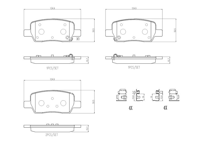 Piduriklotsi komplekt, ketaspidur, BREMBO P 30 141