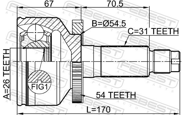 FEBEST 2210-CARNA54 Joint Kit, drive shaft