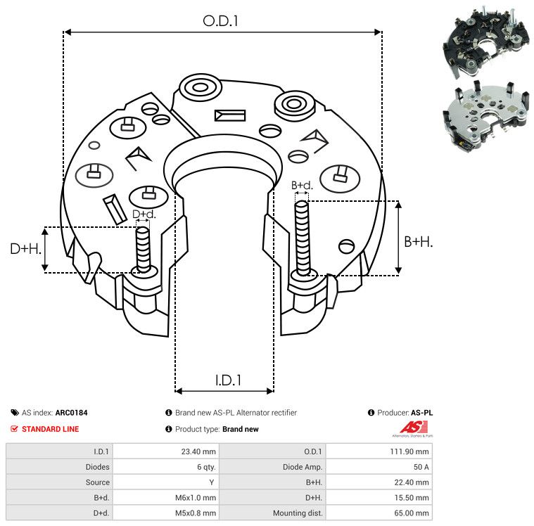 AS-PL ARC0184 Rectifier, alternator