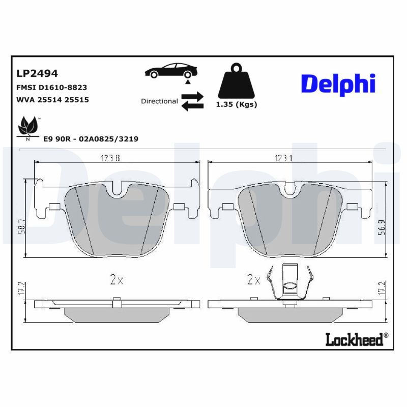 Piduriklotsi komplekt, ketaspidur, DELPHI LP2494