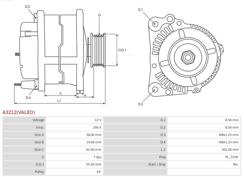 AS-PL A3212(VALEO) Alternator