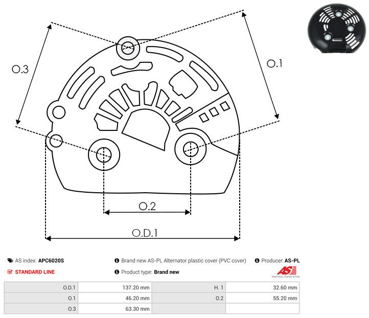 AS-PL APC6020S Protective Cap, alternator