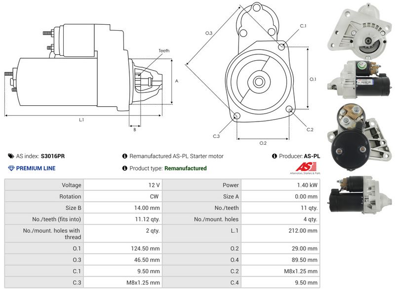 Starter, AS-PL S3016PR