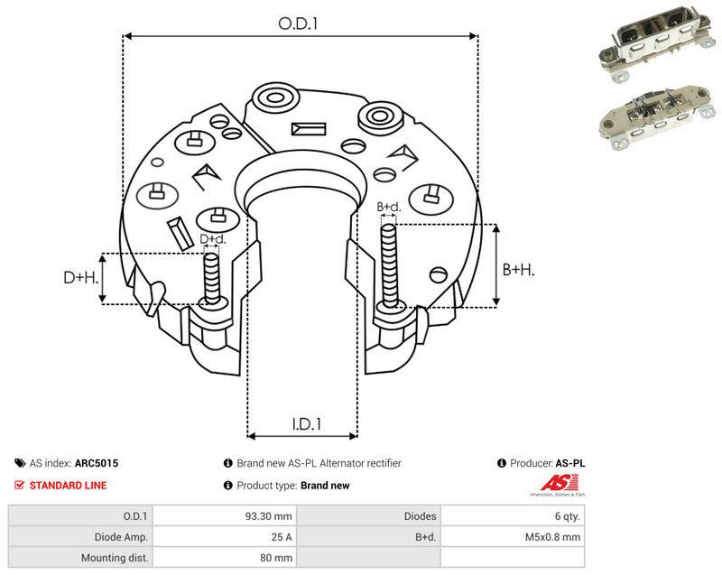 AS-PL ARC5015 Rectifier, alternator