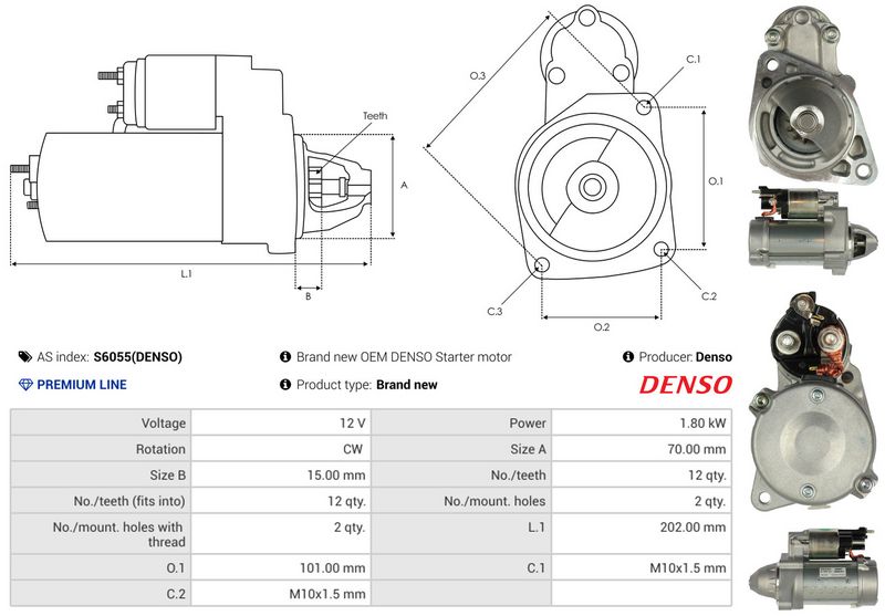 AS-PL S6055(DENSO) Starter
