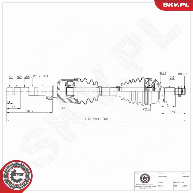 ESEN SKV 40SKV456 Drive Shaft