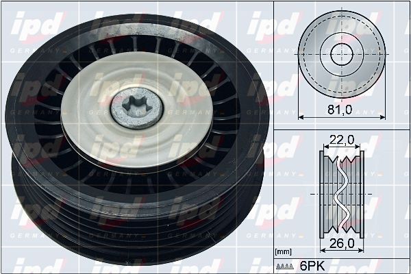 IPD Szíjtárcsa/vezetőgörgő, hosszbordás szíj 15-3856