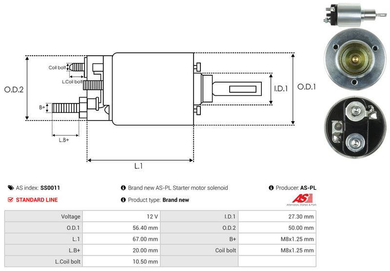 AS-PL SS0011 Solenoid Switch, starter