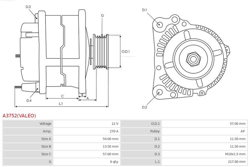 AS-PL A3752(VALEO) Alternator