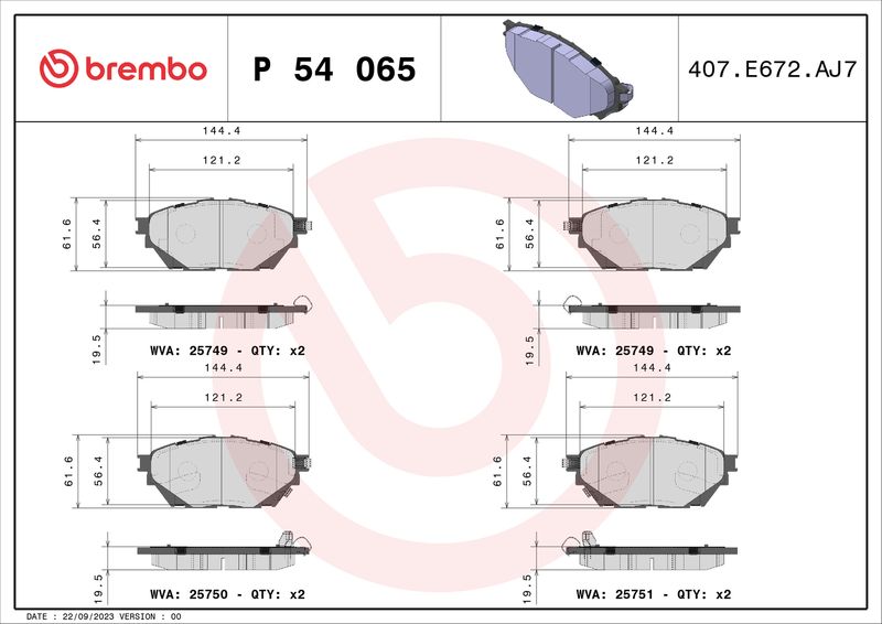 BREMBO fékbetétkészlet, tárcsafék P 54 065